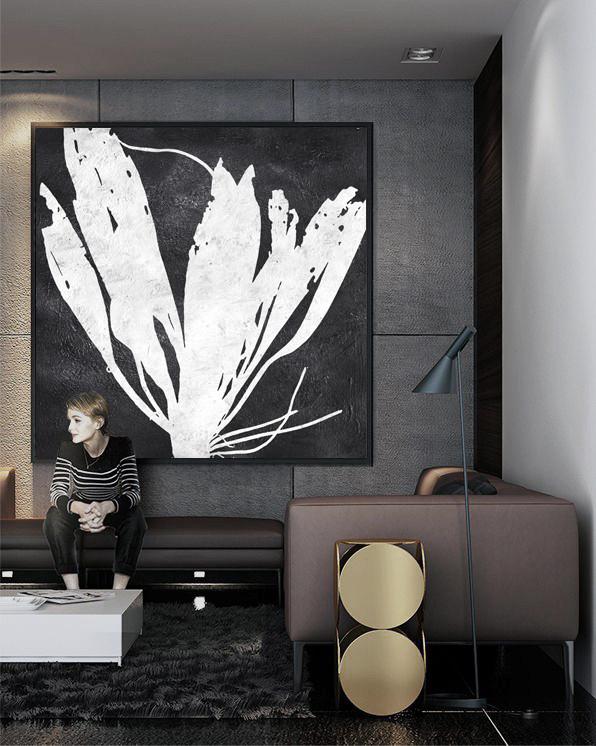 Minimal Black and White Painting #MN9A - Click Image to Close